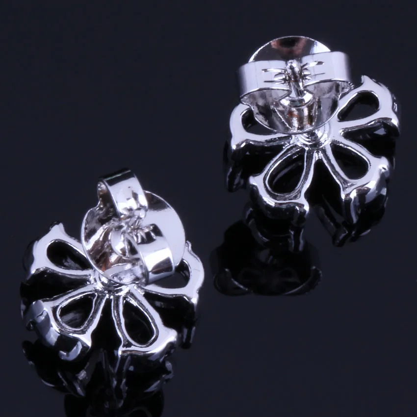 Luxurious Star Black Cubic Zirconia Silver Plated Stud Earrings V0875
