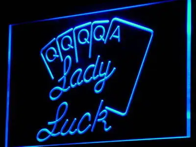 i830 Lady Luck Poker Game Casino Decor Neon Light Light Signs On/Off Switch 20+ Colors 5 Sizes