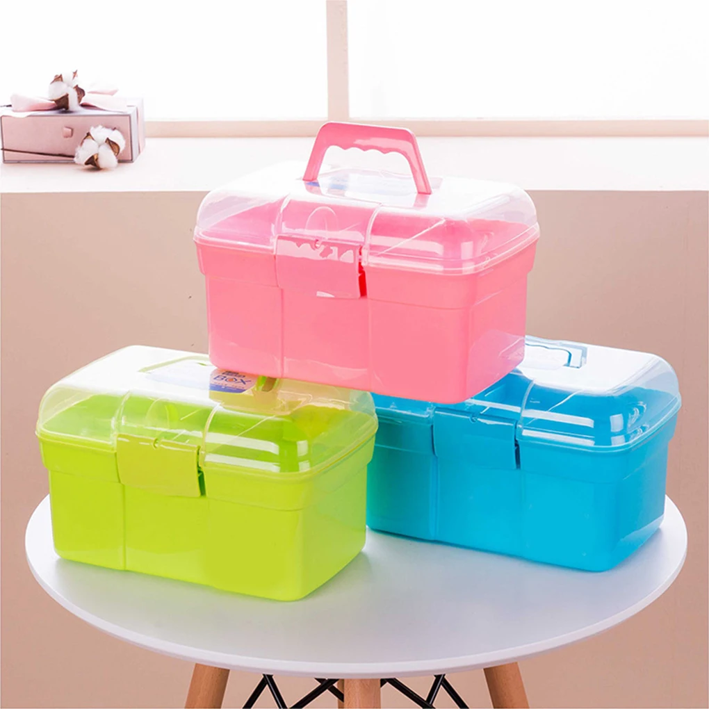 Hand-held Desktop Storage Box Plastic Scissors Makeup Organizer Jewelry Nail Polish Pen Container Manicure Tool Case