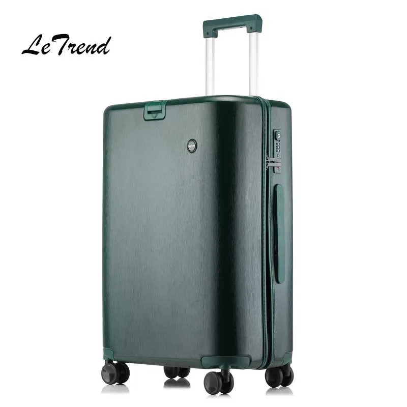 Letrend Stylish cylindrical Rolling Luggage Spinner Women Suitcases Wheels Cabin Trolley Travel Bag 20/24 inch Carry On Trunk