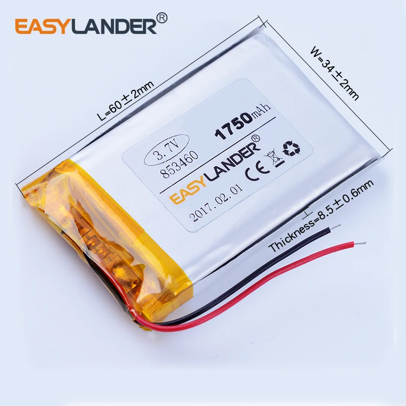 Batterie lithium-ion aste, polymère, 853460, 3.7V, 1750mAh, 853559 24.com