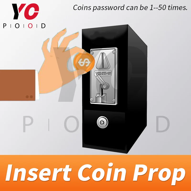 Escape slot machine insert Coin Prop real Room escape game insert several coins in the slot of coin machine