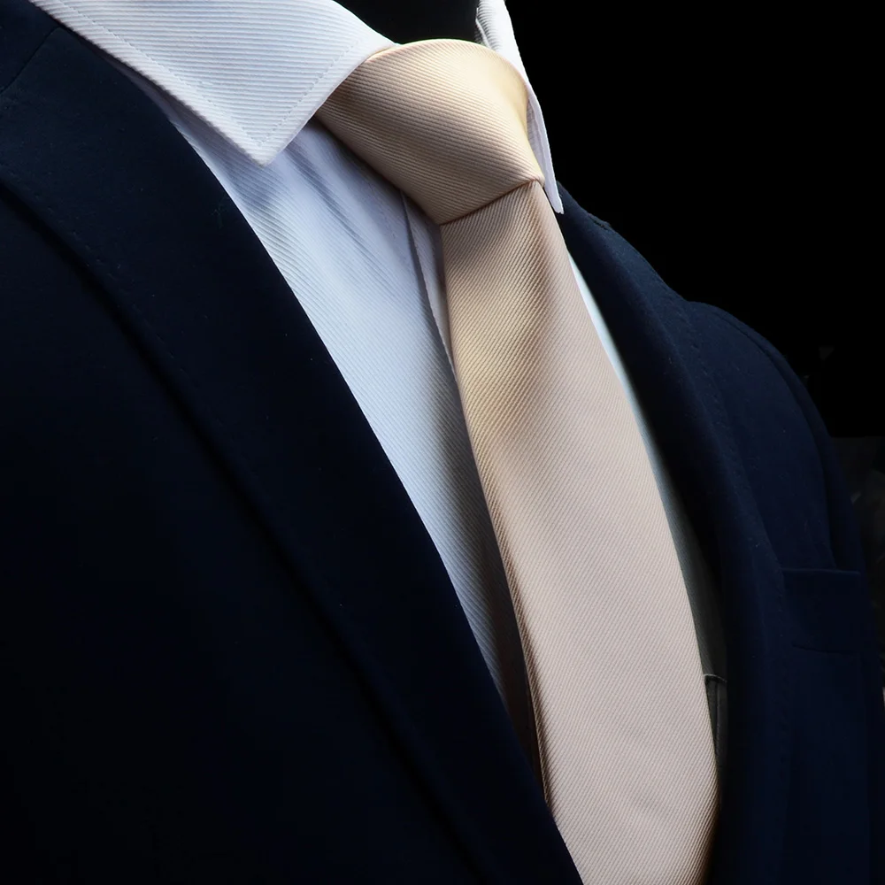 GUSLESON Kwaliteit Jacquard Geweven Zijde Effen Stropdas voor Mannen 8 cm Klassieke Effen Stropdas Rood Marine Goud Geel Stropdassen voor Bruiloft Zakelijk