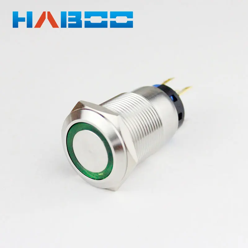 

10pcs/lot IP67 waterproof reset momentary illuminated led lighted stainless steel metal push button switch led ring 19mm