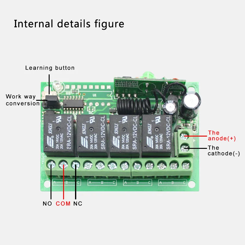 433Mhz Universal Wireless Remote Control Switch DC 12V 4CH relay Receiver Module With 4 channel RF Remote 433 Mhz Transmitter