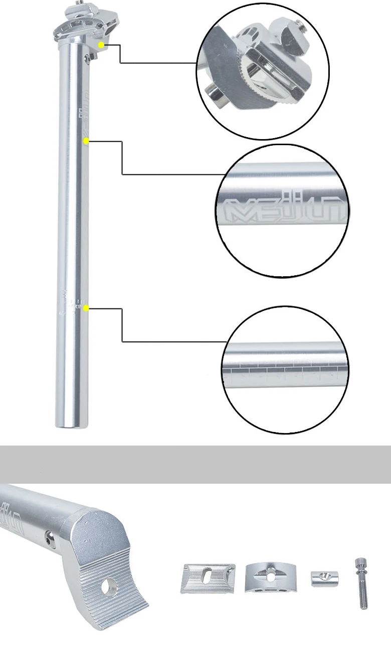 MTB Bicycle seat post Silver seatpost seat 25.4 27.2 28.6 30.4 31.6 30.8 350mm Road Mountain bike seat tube Light MTB fixed gear