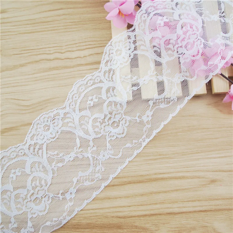 Polyester Lace Trim White Fabric, Sewing Accessories, Cloth, Wedding Dress Decoration Ribbon, Craft Supplies, 100Yards, L876
