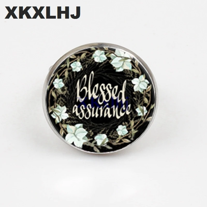 XKXLHJ Classic Bible Scripture Ring Handmade Art Picture Glass Dome Charm Ring Psalm Quote Jewelry Christian Gift