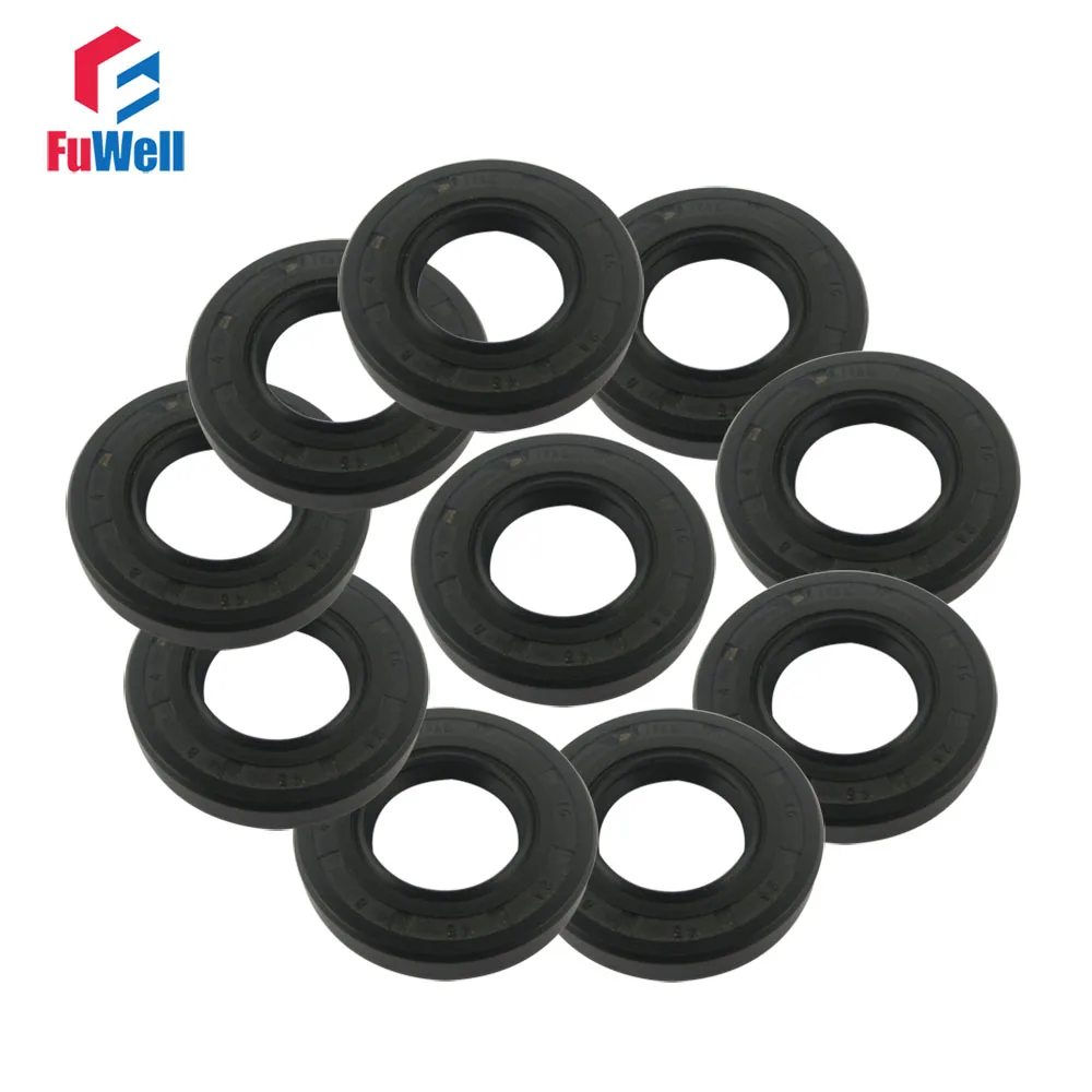 

10pcs TC Type Skeleton Oil Seal Gasket 10x16x4/10x20x5/10x22x6/10x25x7/10x26x7/10x28x7mm NBR Black Rubber Radial Shaft Seals