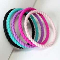 5 Colors Black Pink Purple Blue Braid Twist Silicone Bracelets Wristband Unisex Bangles Bands Rubber Woman Man Bracelet 19cm
