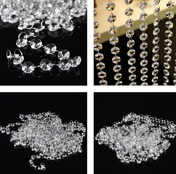 Crystal Clear Acrylic Hanging Beads Chain Garland Strand Curtain Chandelier party wedding XMAS Tree decor event supplies 14mm