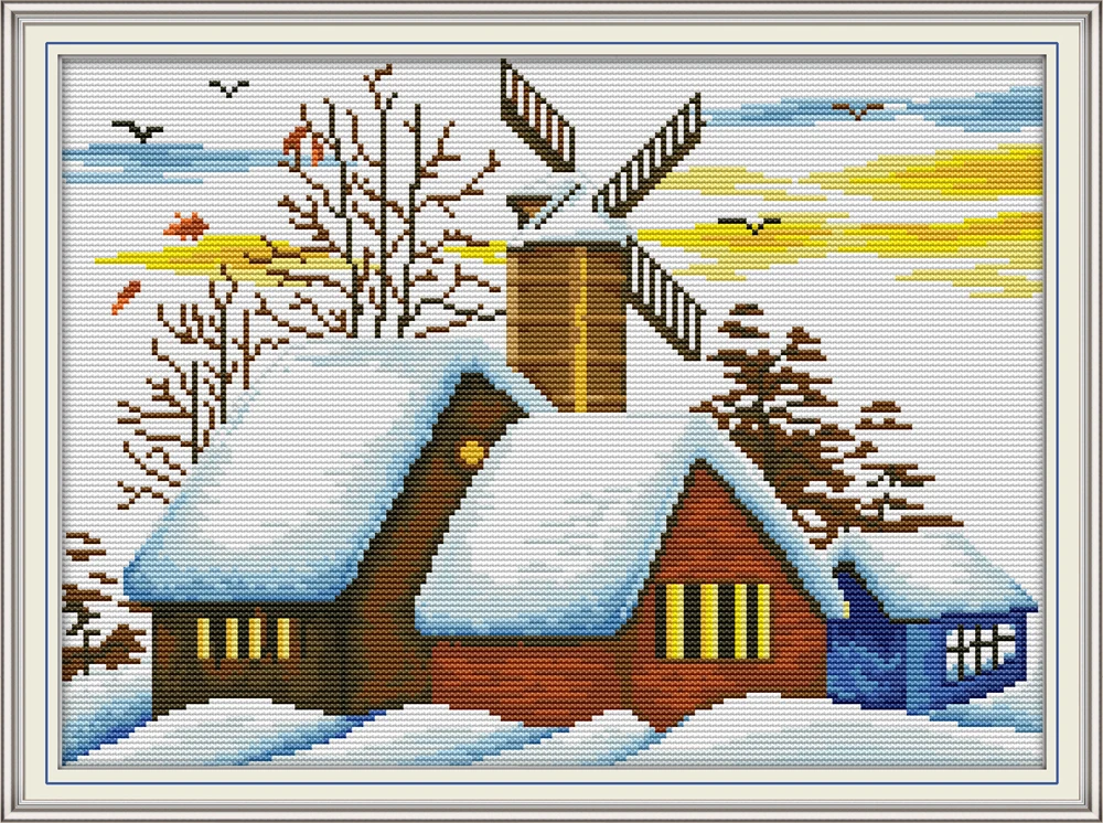 

Весна-зима, снег, набор для вышивки крестом, Аида 14ct, 11ct, принт, холст, вышивка крестиком, рукоделие, вышивка, сделай сам, ручная работа