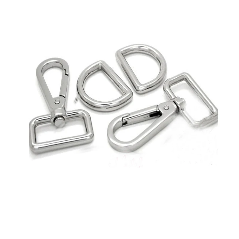 

25mm Silver Swivel Push Gate Snap Hooks Lobster Claw Clasp come with D-Rings