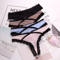 SP&CITY European Style Sexy Lace Panties Sex String Women Soft Satin Underwear Thongs Female Lingerie Crtoch Cotton Briefs