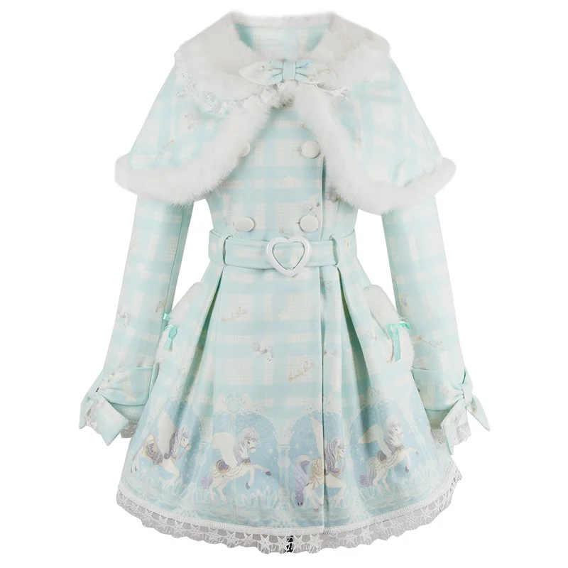 Princess sweet lolita white dress Candy rain Japanese design Sweet long sleeve Slim Cloak Double-breasted C16CD6238