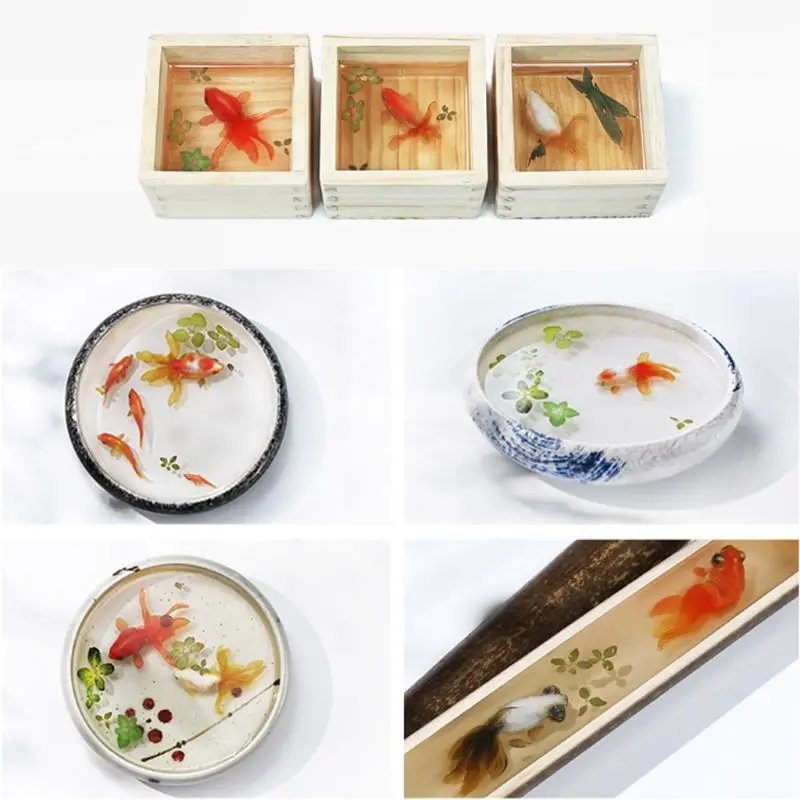 5Pcs 3D Leaves Clear Water Grass Film Sticker For Resin Goldfish Painting Jewelry