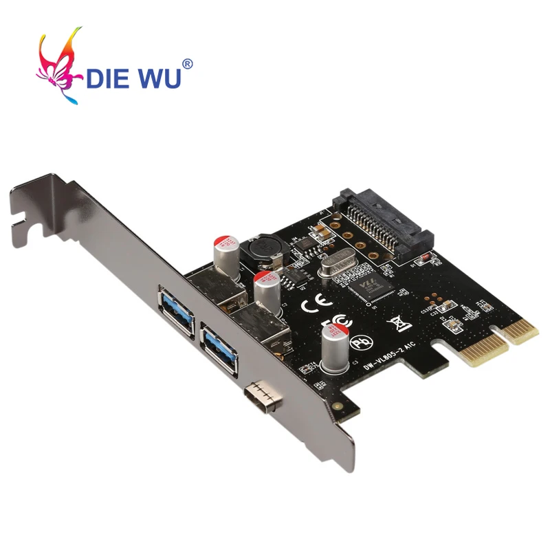 

diewu computer accessories USB Type-C 2 usb 3.0 type-A SATA 15PIN USB header PCI-e riser Card Desktop PCI Express