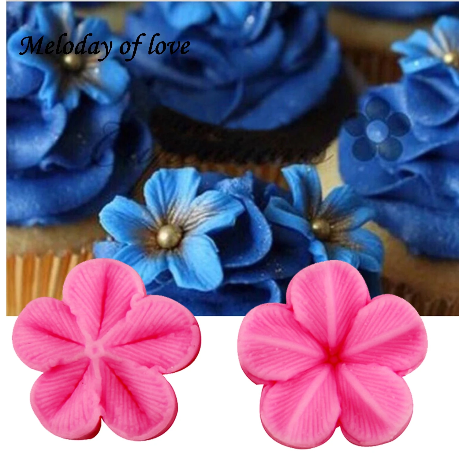 

Hot 2 Pcs\set Plum Petal Flower Leaf Veiner Silicone Mould Wedding party Cake Decorating tools Fondant Mold T0849