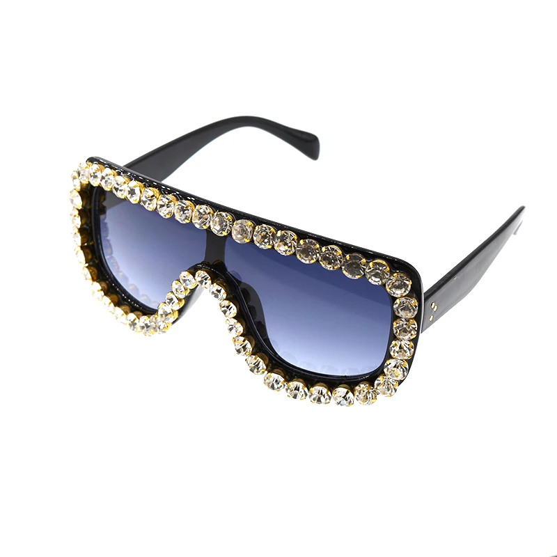 baroque retro Sunglasses vintage designer women Fashion super frame windproof square crystal Sunglasses cool glasses