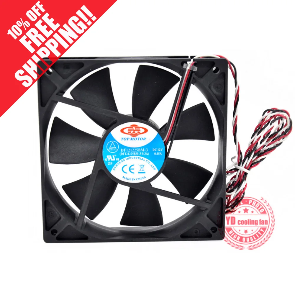 

NEW TOP MOTOR DF121225BM 12025 12CM 3PIN 12V 0.45A cooling fan