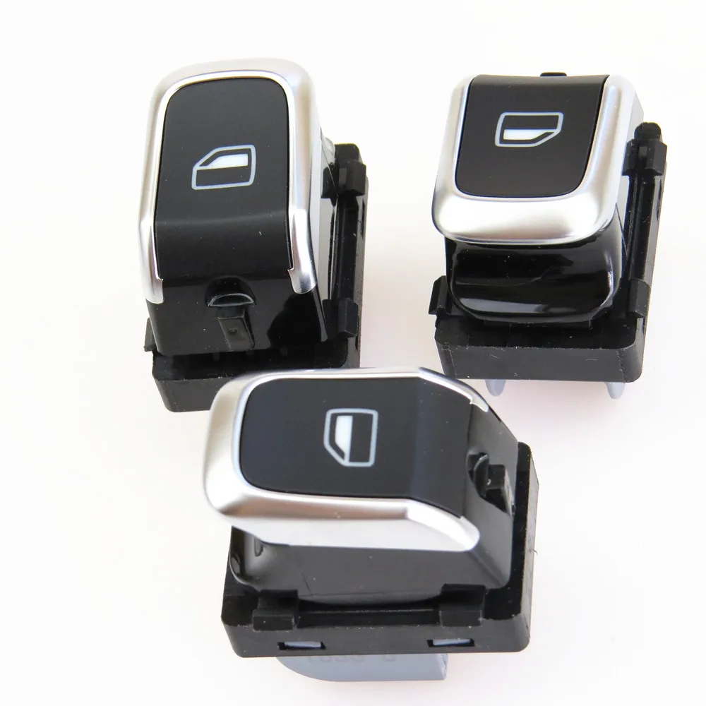 FHAWKEYEQ 3 Pcs Chrome Car Window Galss Electric Control Switch Adjustment Button For A6 S6 A8 S8 RSQ3 RS6 RS7 A7 Q3 8KD959855A