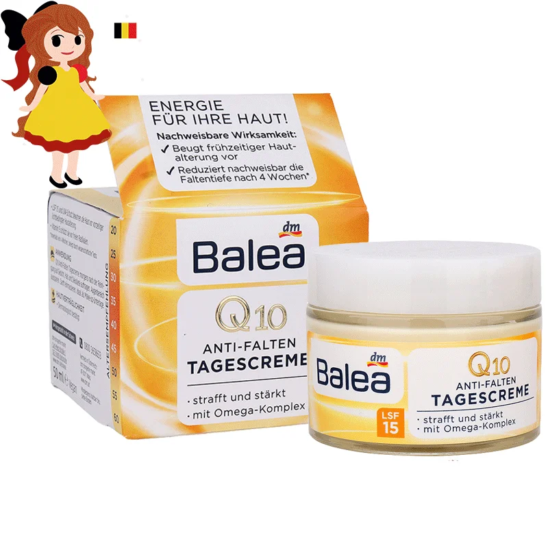 Germany Balea Q10 Anti-wrinkle Day Cream+Night Cream VitaminE Cream Reduce wrinkles fine lines SkinCare regeneration cream Vegan image 2