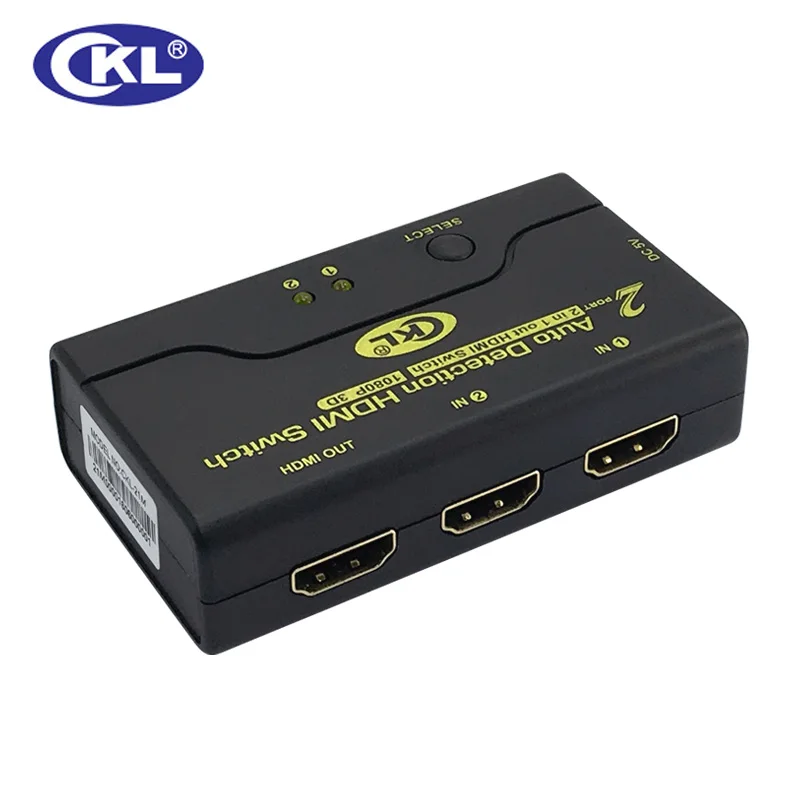 Interruptor automático de 2 puertos HDMI2.0, conmutador de A-B HDMI (CKL-21M2), 1080P, 3D, 1 Monitor, 2 ordenadores, 2 en 1