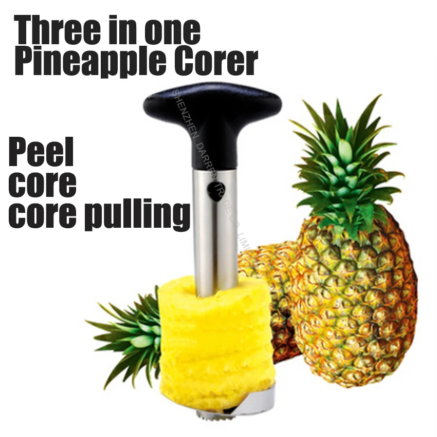 1PC 3 in 1  Stainless Steel Fruit Pineapple Corer Slicers Peeler Parer Cutter Creative Kitchen Easy Tool