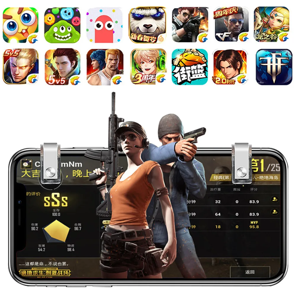 Metal PUBG Gamepad Mobile Trigger Control Cell Phone Gamepad Controller Fire Gaming Shooter for Phone Gamepad Joystick