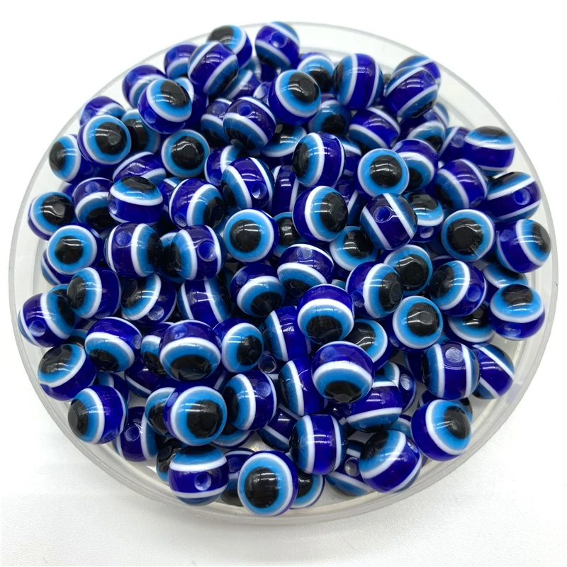 6mm 8mm 10mm Blue Round Spacer Beads Evil Eye Beads Stripe Resin Spacer Beads For Jewelry Making DIY Bracelet Necklace Charms