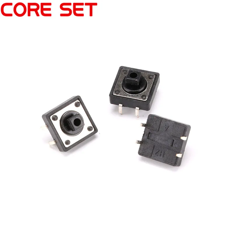 20Pcs/Lot 12x12x7.3MM Black rectangle Micro SwitchTouch Button Self-reset Button 12*12*7.3mm keys button DIP 4PIN