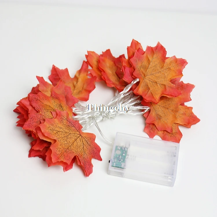 Autumn maple leaves LED fairy string light holiday party flower arrangement for new year decorations