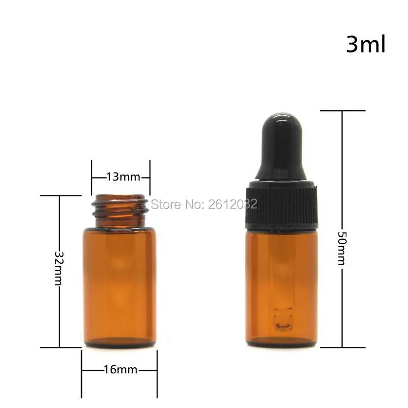 1ml 2ml 3ml Amber glass dropper bottles w/Black & white cap Essential oil bottle, Small Perfume vials, Sampling Storage