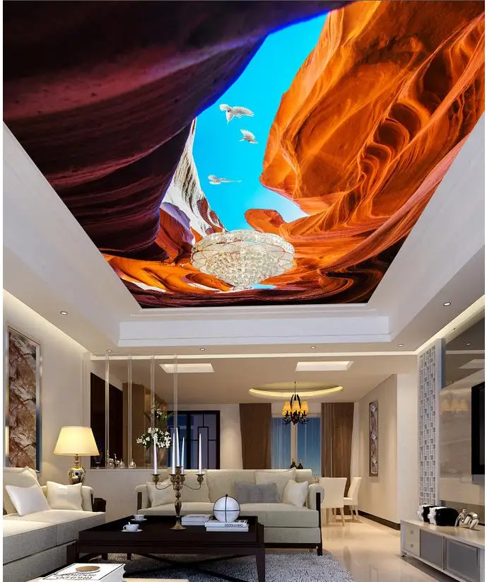 

Living room TV backdrop bedroom ceilings 3d photo wallpaper Landscape wallpaper murals ceiling