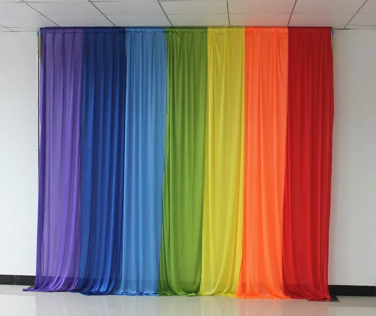 3MX6M New Ice Silk Rainbow Wedding Backdrop Colourful Wedding Background wedding Party Decoration supplies