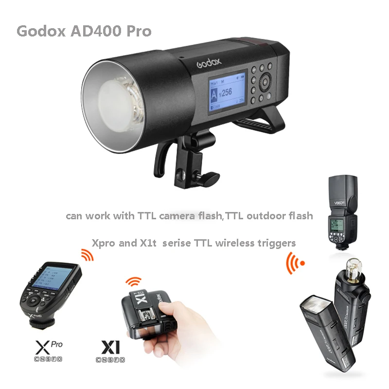 Godox AD400Pro AD400 Pro TTL Outdoor Flash HSS WITSTRO All-in-One Speedlite Light for Canon Nikon Sony Fuji Olympus Pentax Video