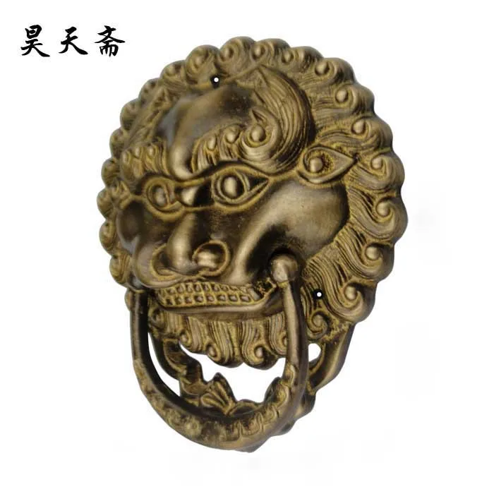 [Haotian vegetarian] special Chinese antique beast head lion head copper handle HTA-102 tri-color large