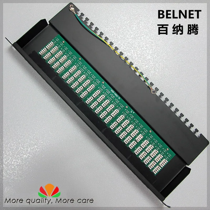 50-ports telephone voice patch panel telecommunication engineering grade 19-inch 1U PCB type RJ11 patch panel distribution frame