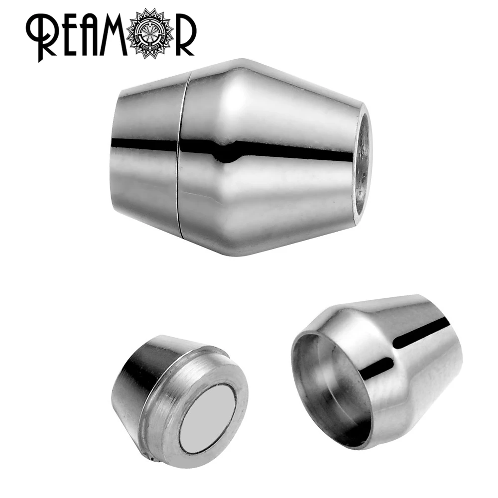 

REAMOR 5mm Jewelry Findings Women Men Bracelet Clasp DIY 316l Stainless Steel Magnet Hook Magnetic Clasp Wholesale