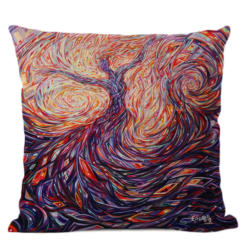 Colorful Abstract Figure Oil Painting Cushion Cover Automotive Sofa Linen Cotton Home Decoration Throwing Pillow Cover