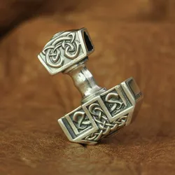 LINSION 925 Sterling Silver High Details Thor's Hammer Mens Biker Punk Pendant TA137