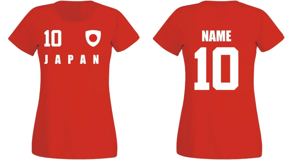 Japan Damen T-Shirt Trikot Team Name & Nr Druck Fubball 2019 Footballer Soccers 2019 New Men T-Shirt Men Summer Style Casual Tee