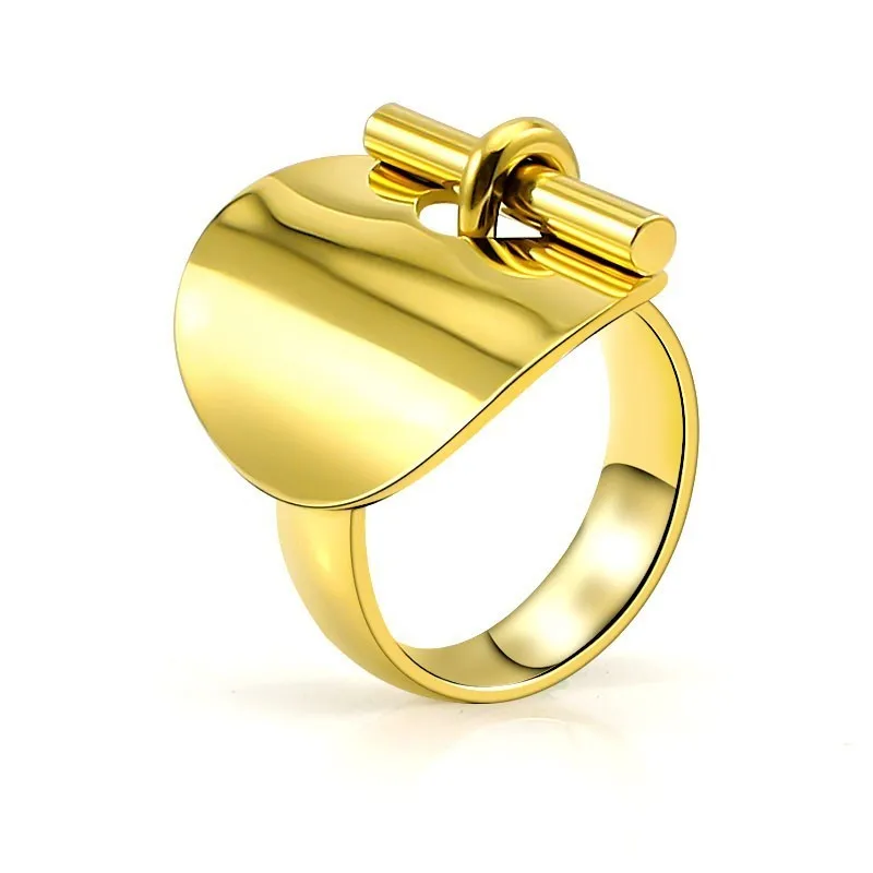 Mode Edelstahl Ringe für Frauen Silber Farbe Runde Lock Steppstich Ring Punk Stil Komfort Ft Bague Femme Anillos