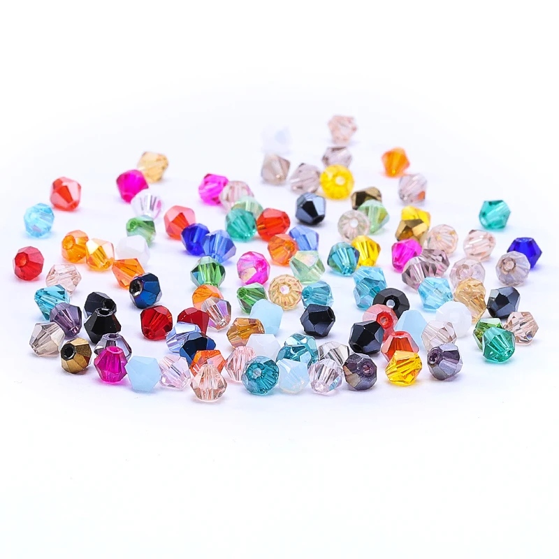 Multicolor 100pc 4mm Austria Crystal Bicone Beads 5301 Charm Glass Beads Jewelry Decoration  S-52