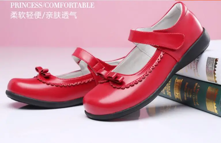 Children Girl Student Shoes School Black Leather Shoes Girls Fashion Princess Shoes Kids Classic Glowing Uniforms Sinlge Shoes