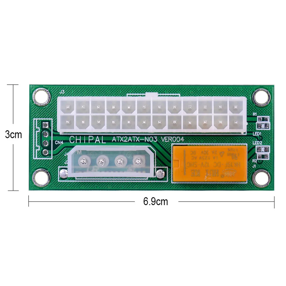 CHIPAL Dual PSU Adapter ATX 24Pin to 4Pin SATA Power Sync Starter Card Extension Cable Converter ADD2PSU Riser Adapter Extender