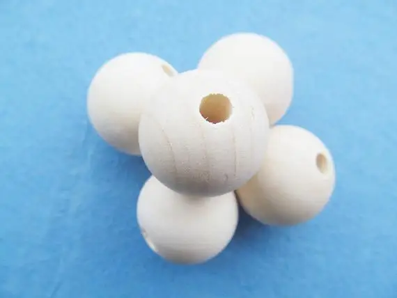 100pcs Good Quality 22mm Unfinished Round Ball Natural Wood Spacer Beads Charm Finding, DIY Accessory Jewelry Making