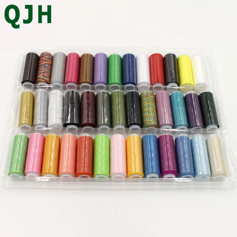 Hot 39 roll / lot, 200yards / Roll Color Mixed Yarn DIY Hand Sewing Thread/ Sewing Machine Embroidery industrial Wholesale