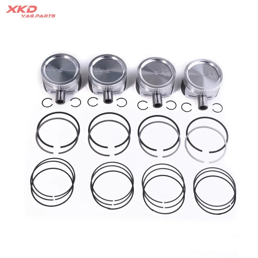 STD 4Pcs 76.5mm Piston & Ring Kit Fit For VW Jetta 11-16 1.6L EA111 03C198151 036107065DH