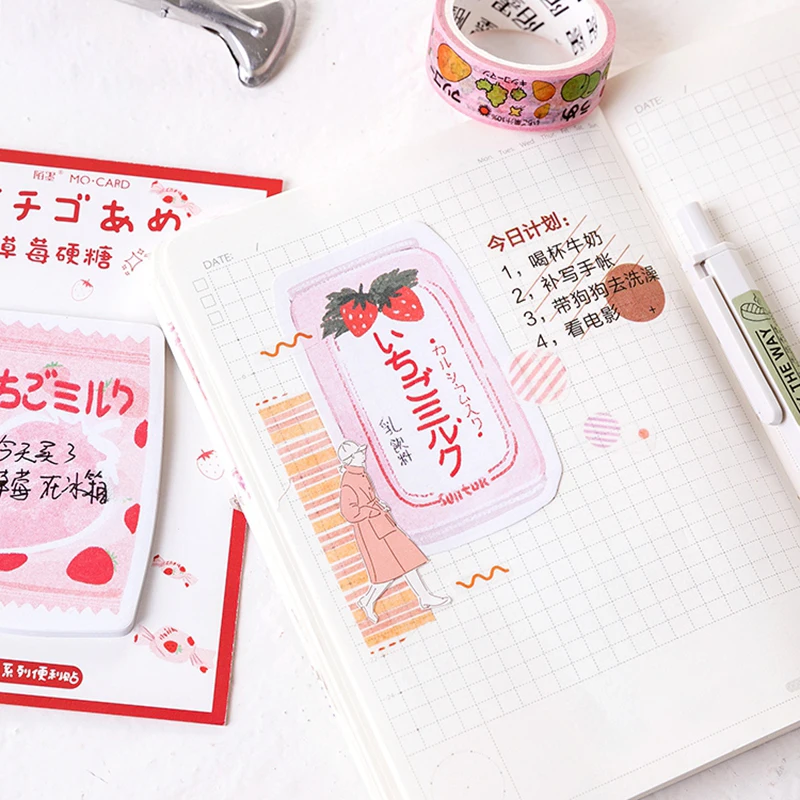 30 Tờ Dễ Thương Dâu Dirnk Memo Pad Tự Làm Kế Hoạch Tự Dán Miếng Dán Kawaii Đồ Văn Phòng Phẩm Notepad Trường Văn Phòng Cung Cấp